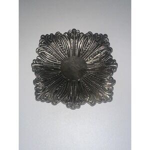 Godinger Silverplate Ornate Square Coaster Trinket Dish Baroque Rococo Decor